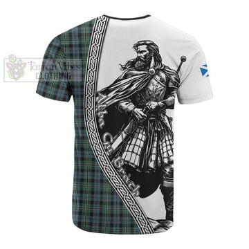Melville Tartan Clan Crest Cotton T-shirt with Highlander Warrior Celtic Style