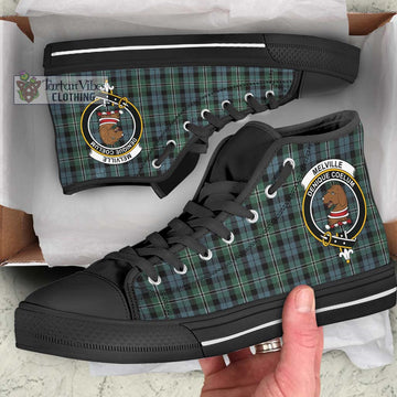 Melville Tartan High Top Shoes with Family Crest - Tartan Vibes Clothing