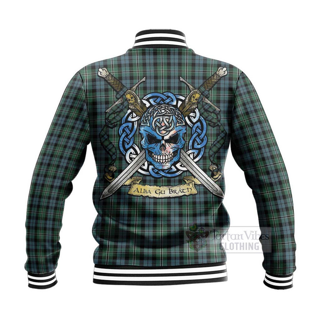 Melville Tartan Baseball Jacket with Family Crest Celtic Skull Style - Tartan Vibes Clothing