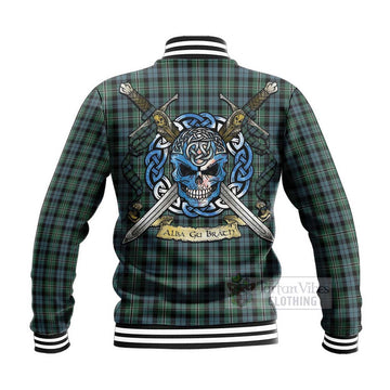 Melville Tartan Baseball Jacket with Family Crest Celtic Skull Style - Tartan Vibes Clothing