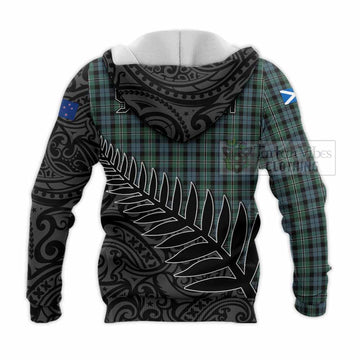 Melville Crest Tartan Knitted Hoodie with New Zealand Silver Fern Half Style - Tartan Vibes Clothing