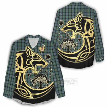 Melville Tartan Women's Casual Shirt with Family Crest Celtic Wolf Style - Tartan Vibes Clothing