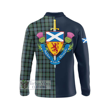 Melville Tartan Long Sleeve Polo Shirt Alba with Scottish Lion Royal Arm Half Style - Tartan Vibes Clothing