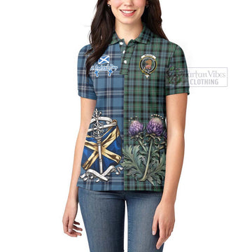 Melville Tartan Women's Polo Shirt Happy St. Andrew's Day Half Tartan Style - Tartan Vibes Clothing