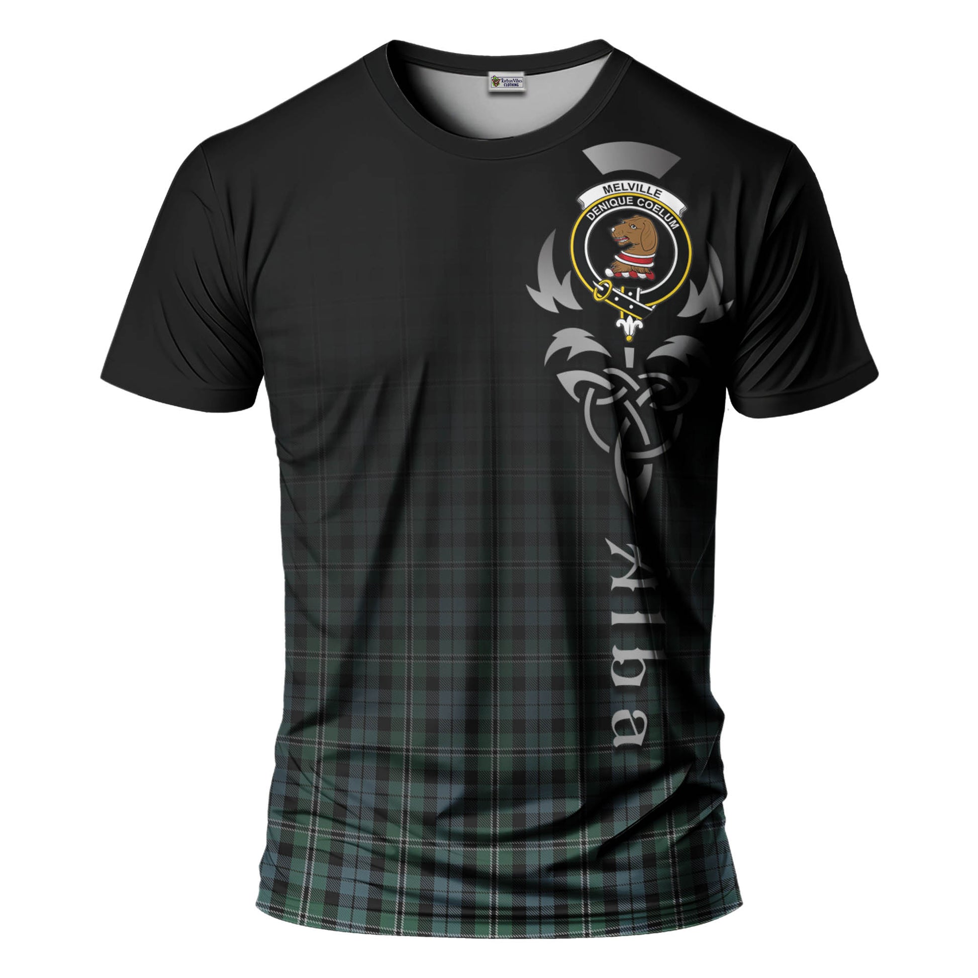 Melville Tartan T-Shirt Featuring Alba Gu Brath Family Crest Celtic Inspired - Tartan Vibes Clothing