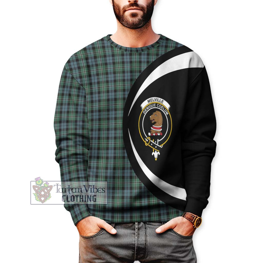 Melville Tartan Sweatshirt with Family Crest Circle Style - Tartan Vibes Clothing