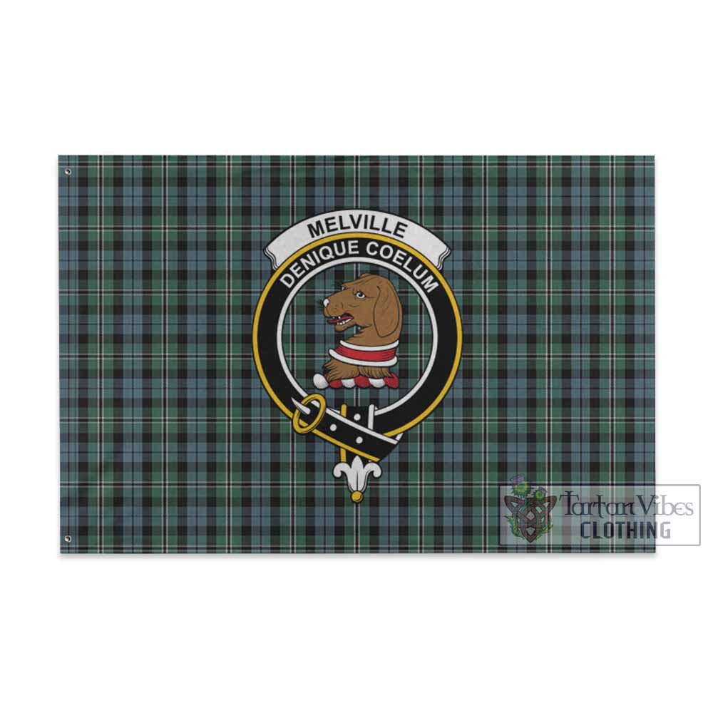 Tartan Vibes Clothing Melville Tartan House Flag with Family Crest