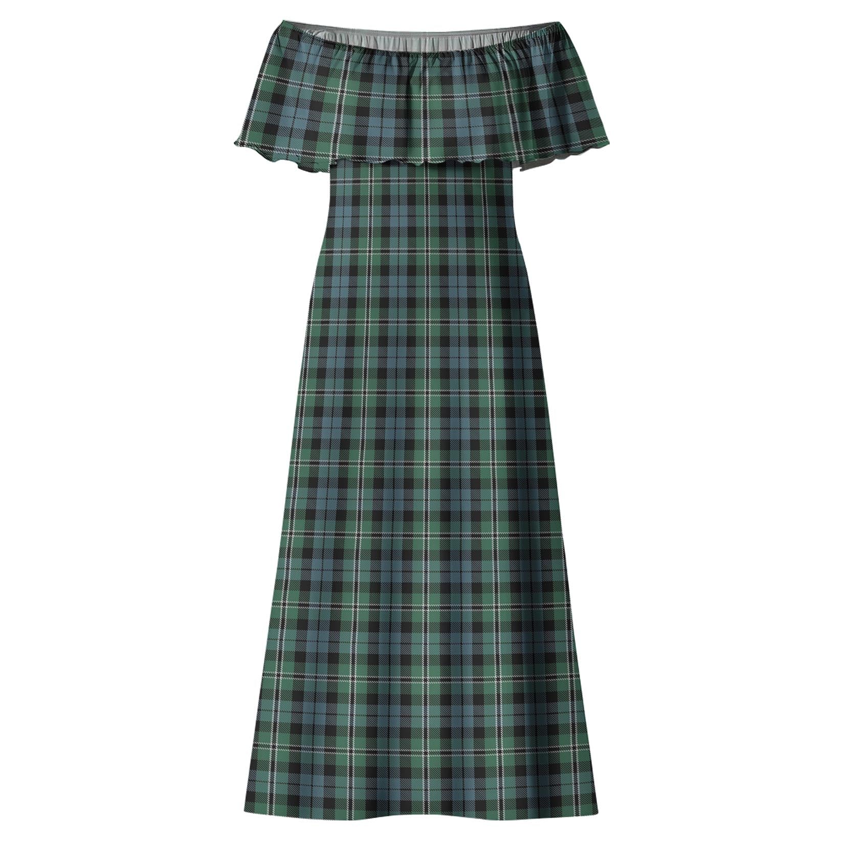 Melville Tartan Off Shoulder Long Dress - Tartan Vibes Clothing