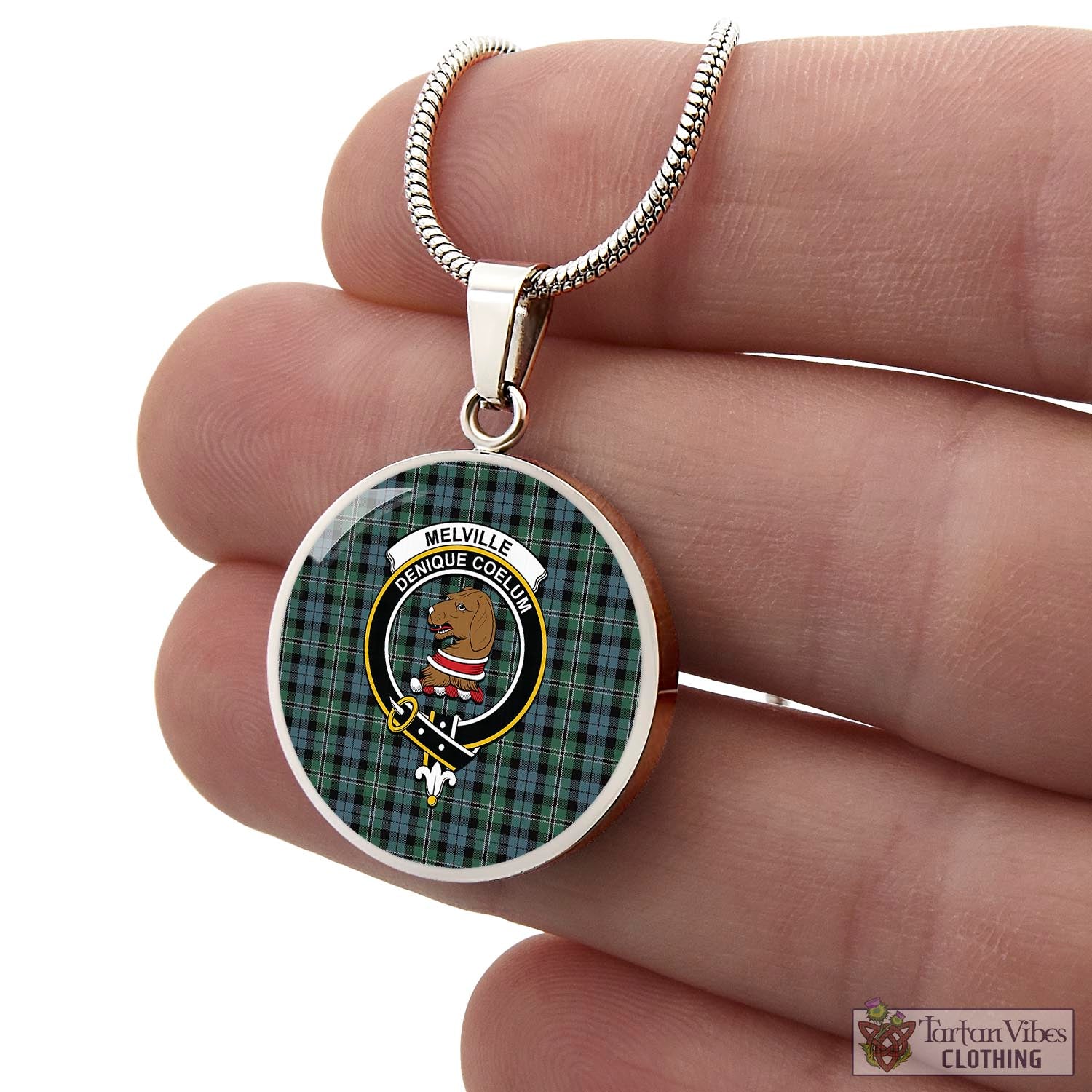 Melville Tartan Circle Necklace with Family Crest - Tartan Vibes Clothing