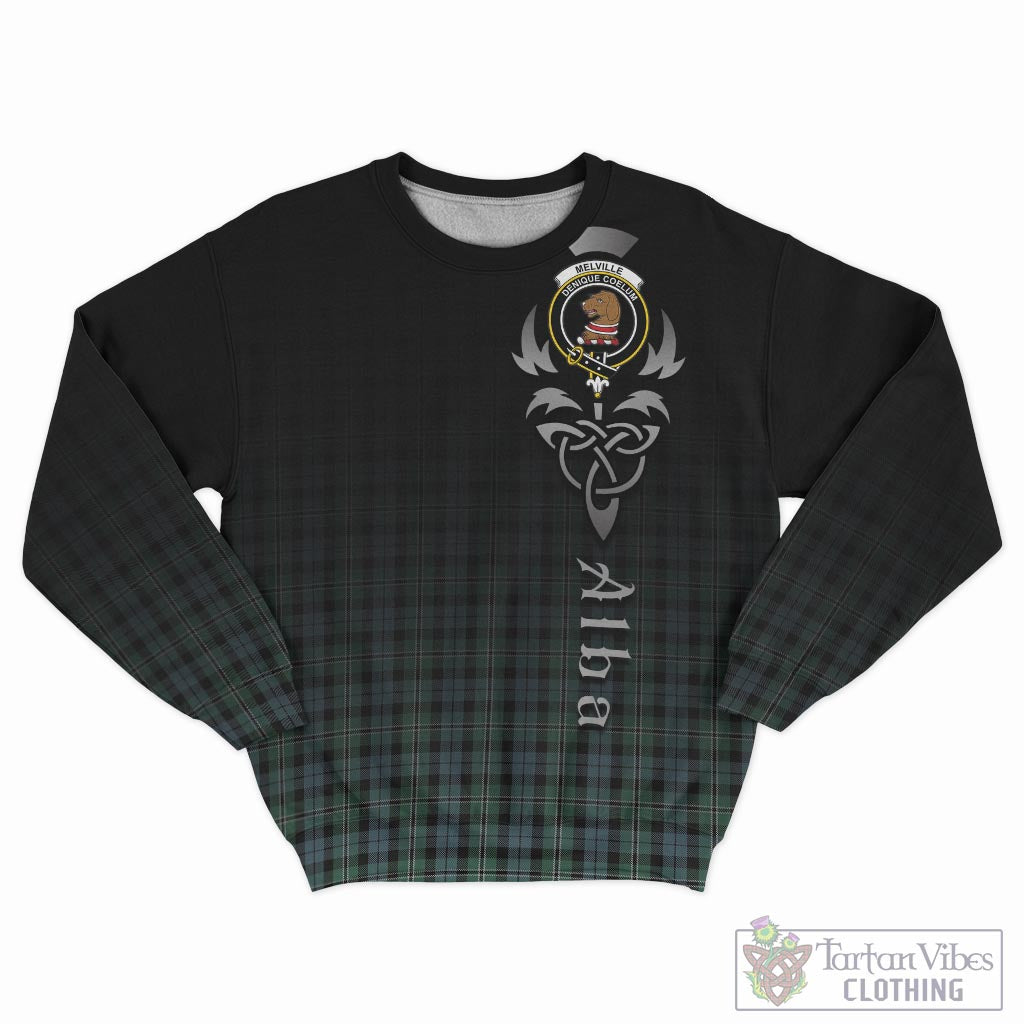Tartan Vibes Clothing Melville Tartan Sweatshirt Featuring Alba Gu Brath Family Crest Celtic Inspired