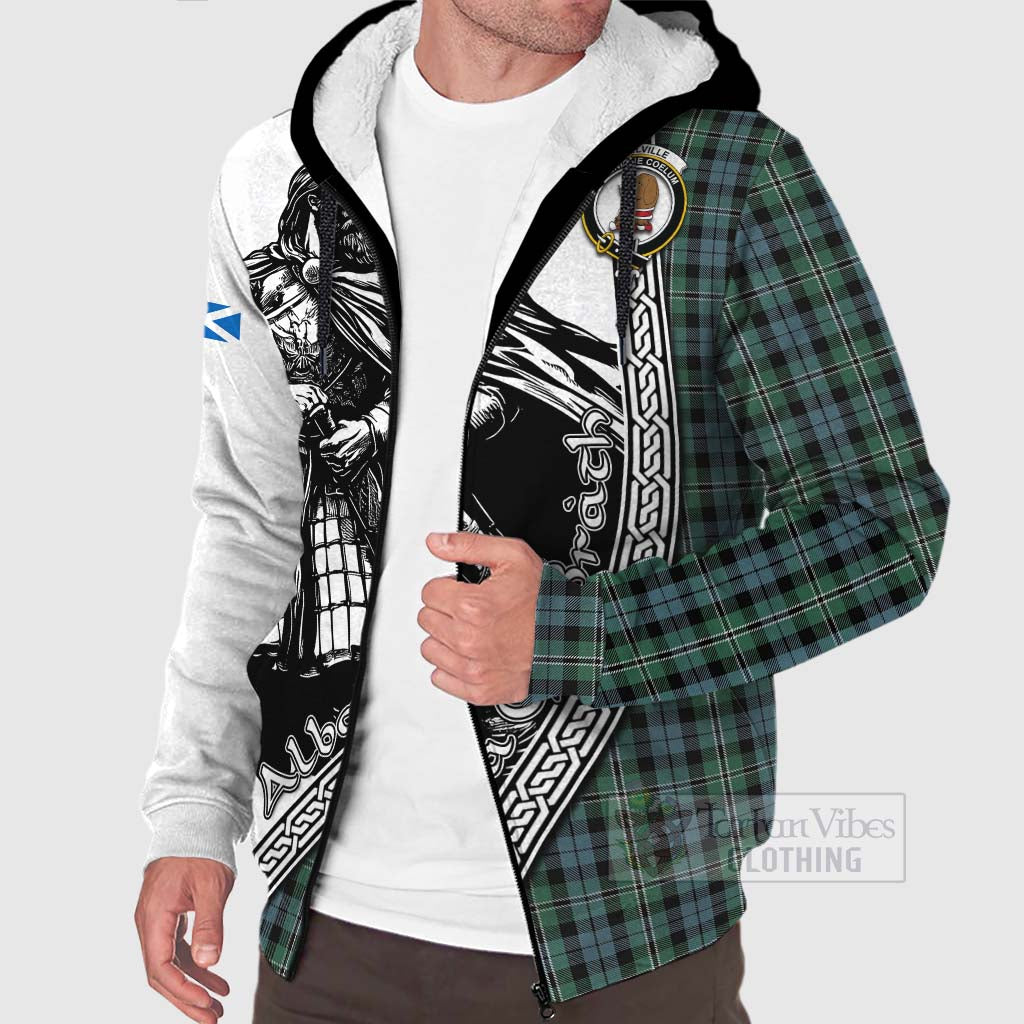 Melville Tartan Clan Crest Sherpa Hoodie with Highlander Warrior Celtic Style Unisex - Tartan Vibes Clothing