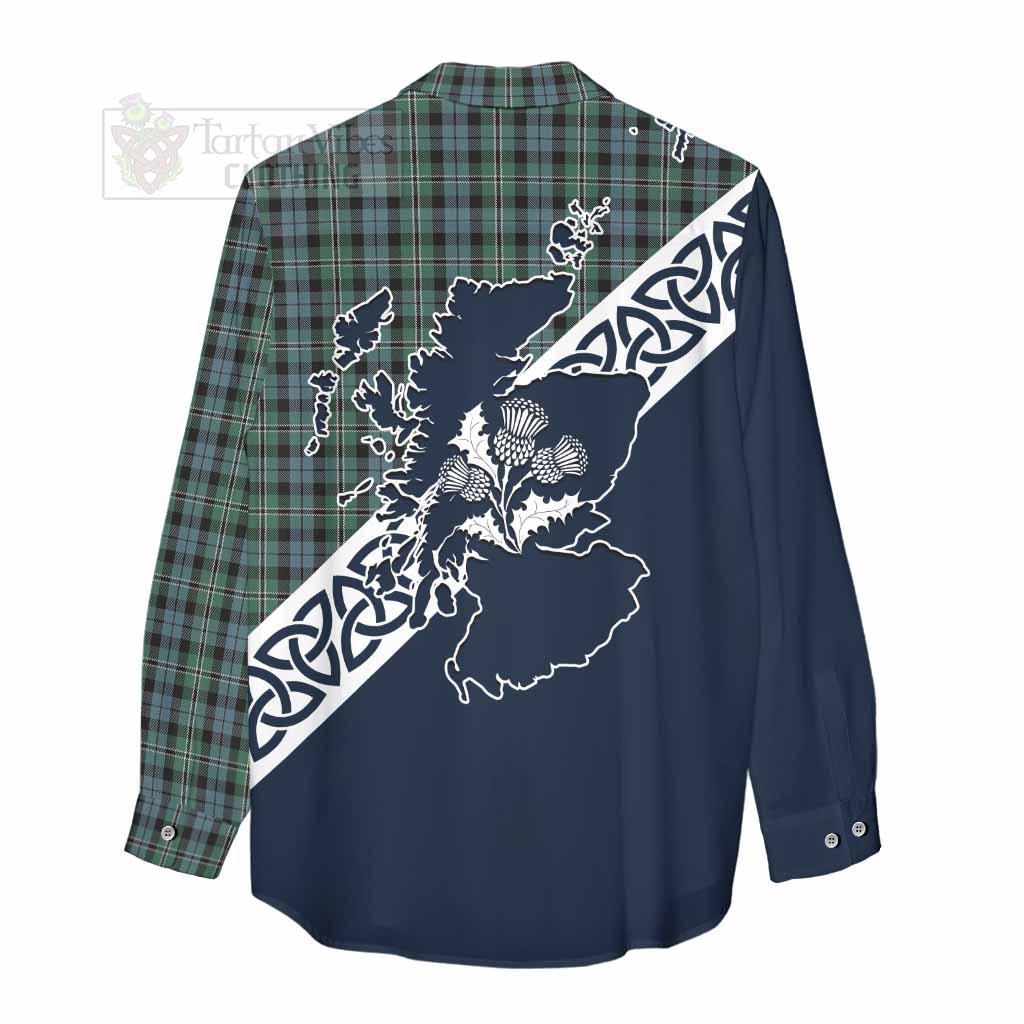 Melville Tartan Women's Casual Shirt Featuring Thistle and Scotland Map - Tartan Vibes Clothing