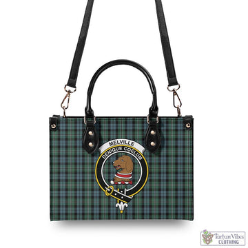 Melville Tartan Luxury Leather Handbags with Family Crest - Tartan Vibes Clothing