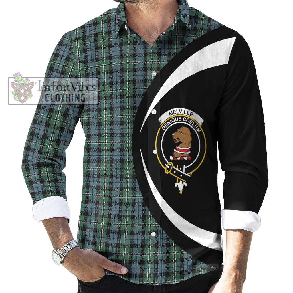 Melville Tartan Long Sleeve Button Up with Family Crest Circle Style - Tartan Vibes Clothing