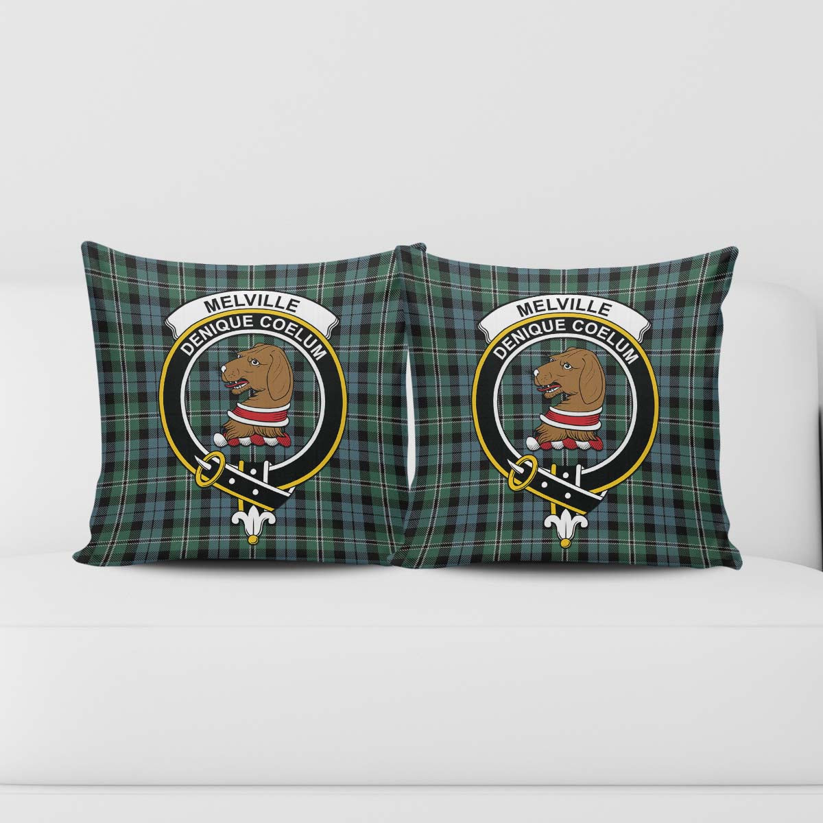 Melville Tartan Pillow Cover with Family Crest - Tartan Vibes Clothing