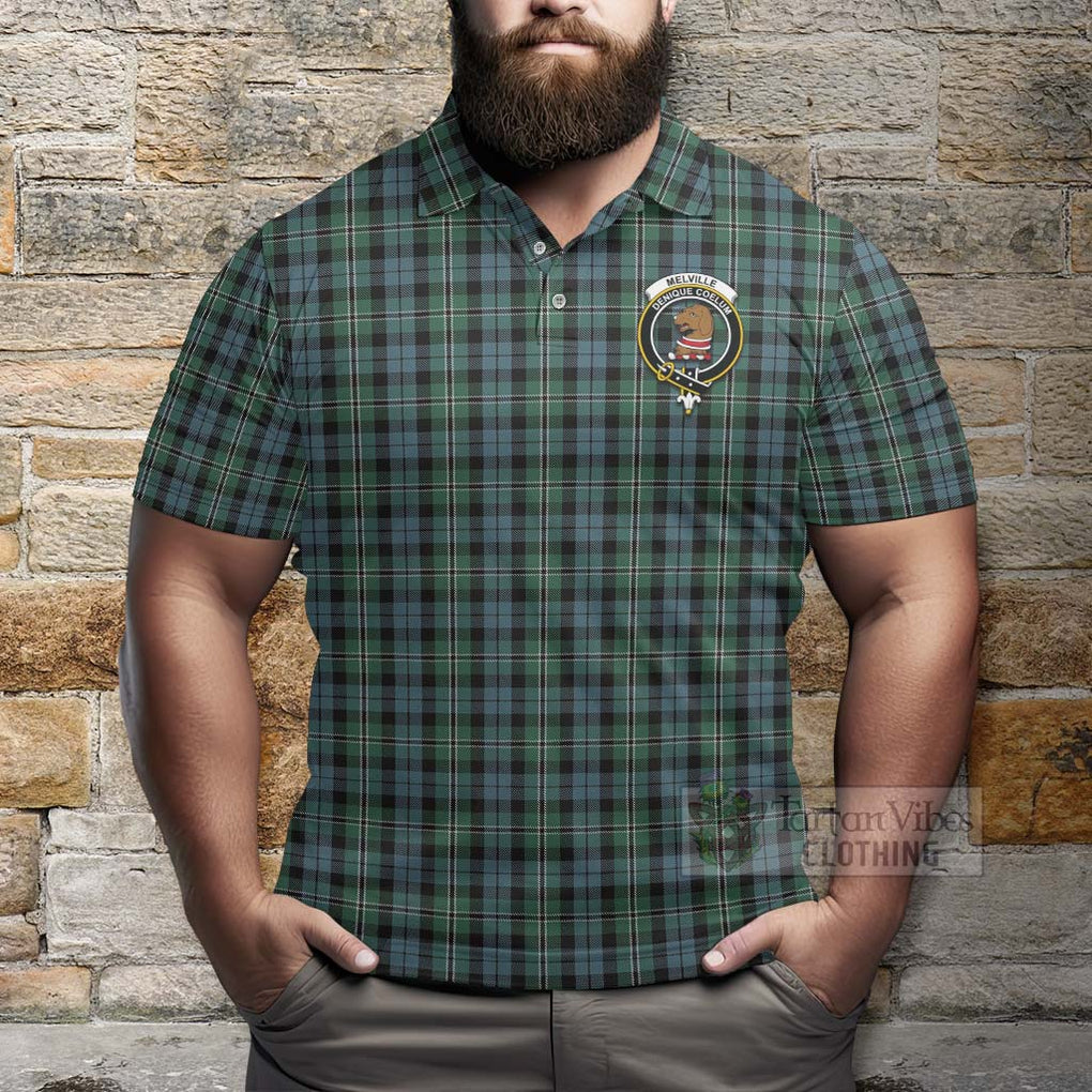 Melville Tartan Polo Shirt with Family Crest Celtic Skull Style - Tartan Vibes Clothing