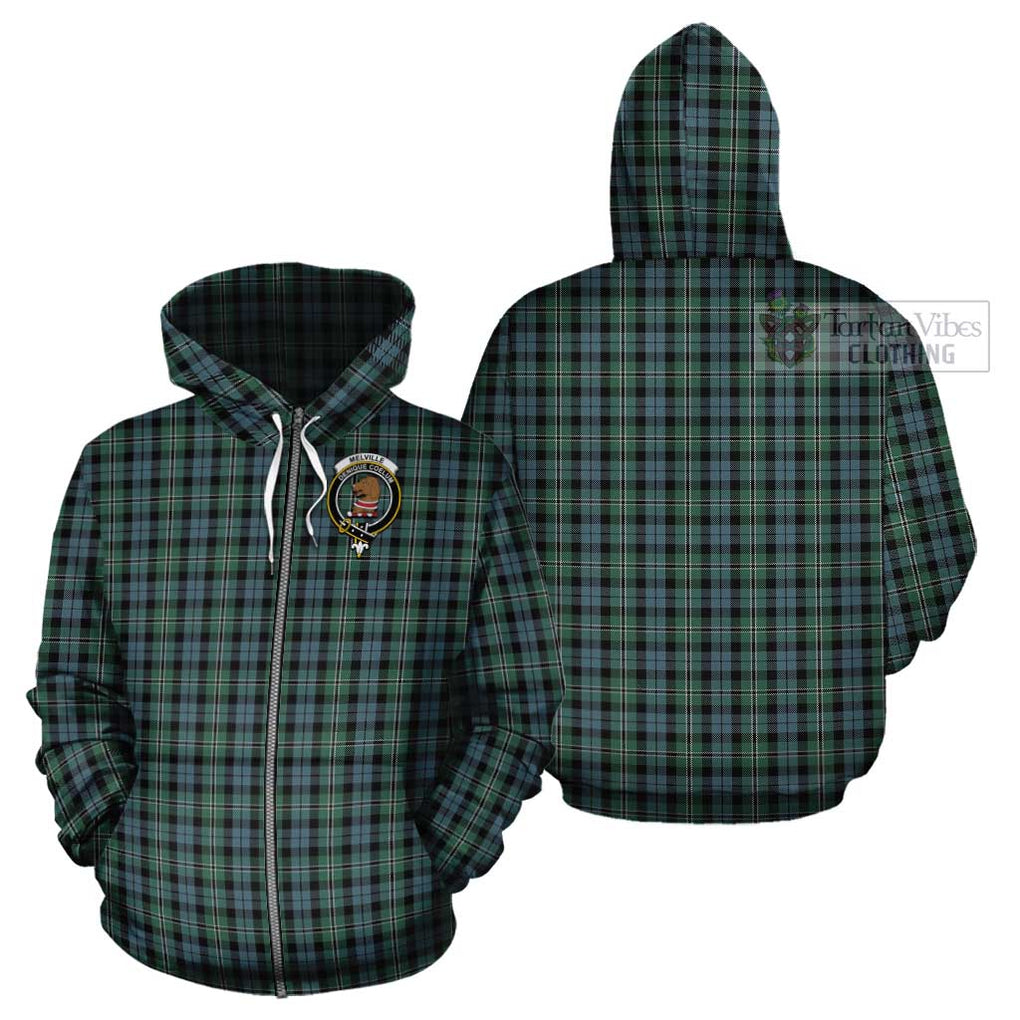 Melville Tartan Cotton Hoodie with Family Crest - Tartan Vibes Clothing