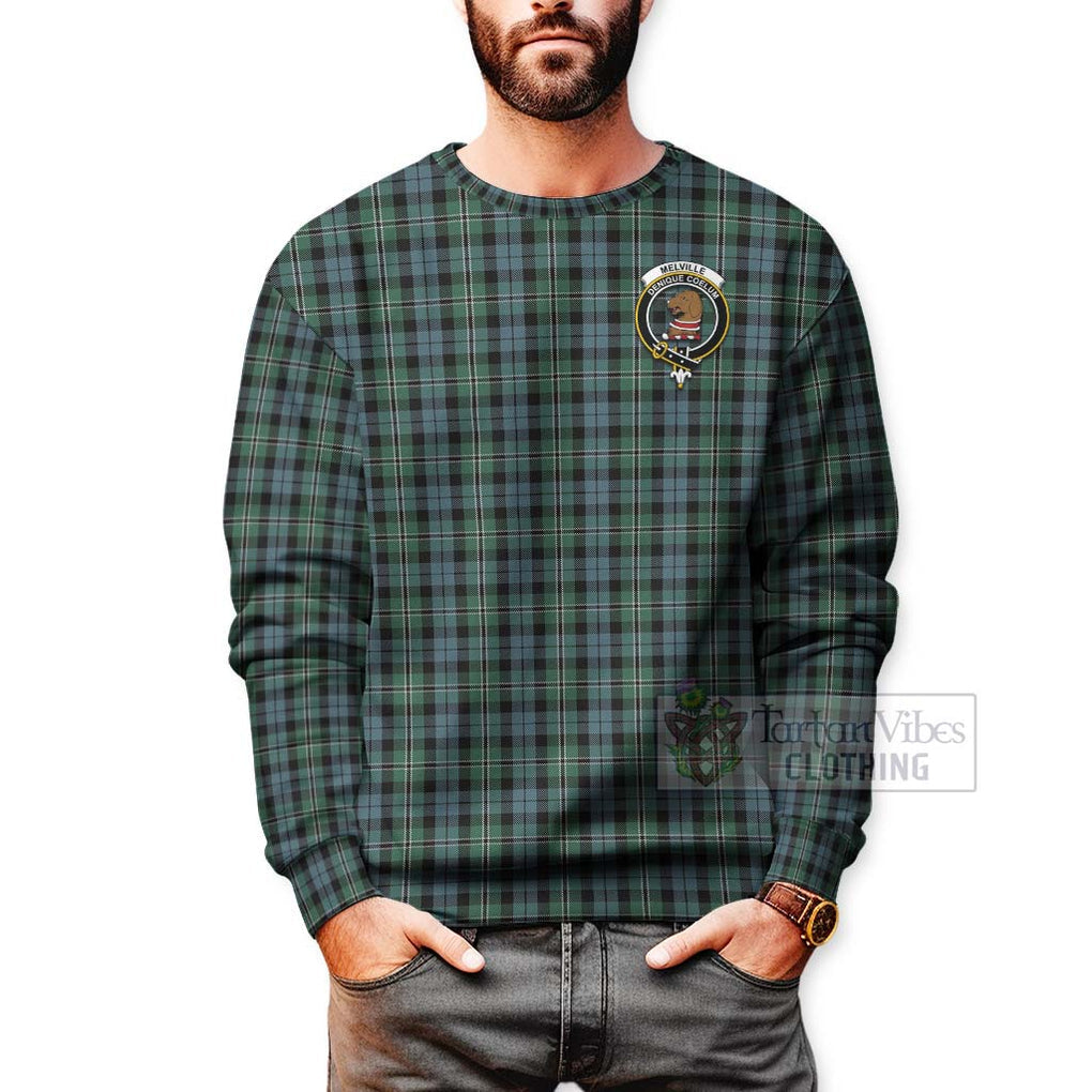 Melville Tartan Sweatshirt with Family Crest Celtic Skull Style - Tartan Vibes Clothing