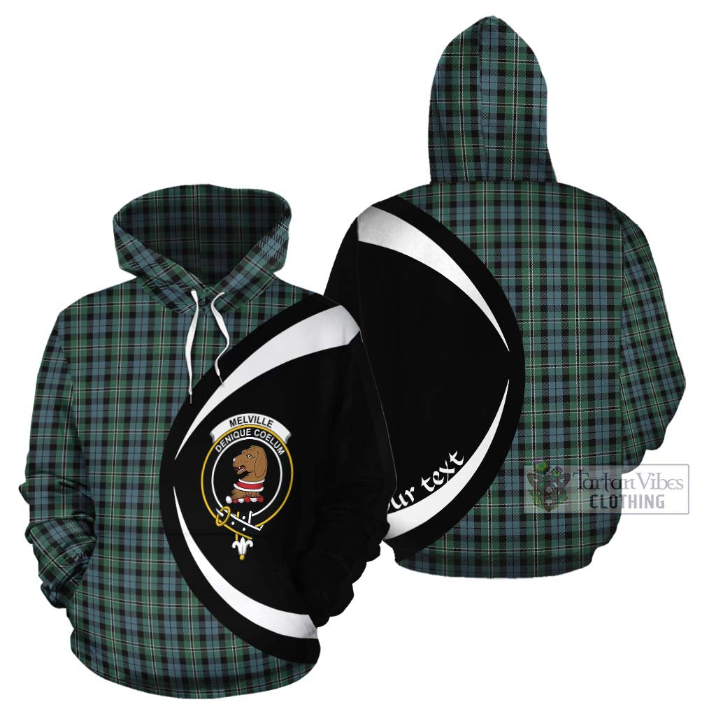 Melville Tartan Cotton Hoodie with Family Crest Circle Style Zip Hoodie - Tartan Vibes Clothing
