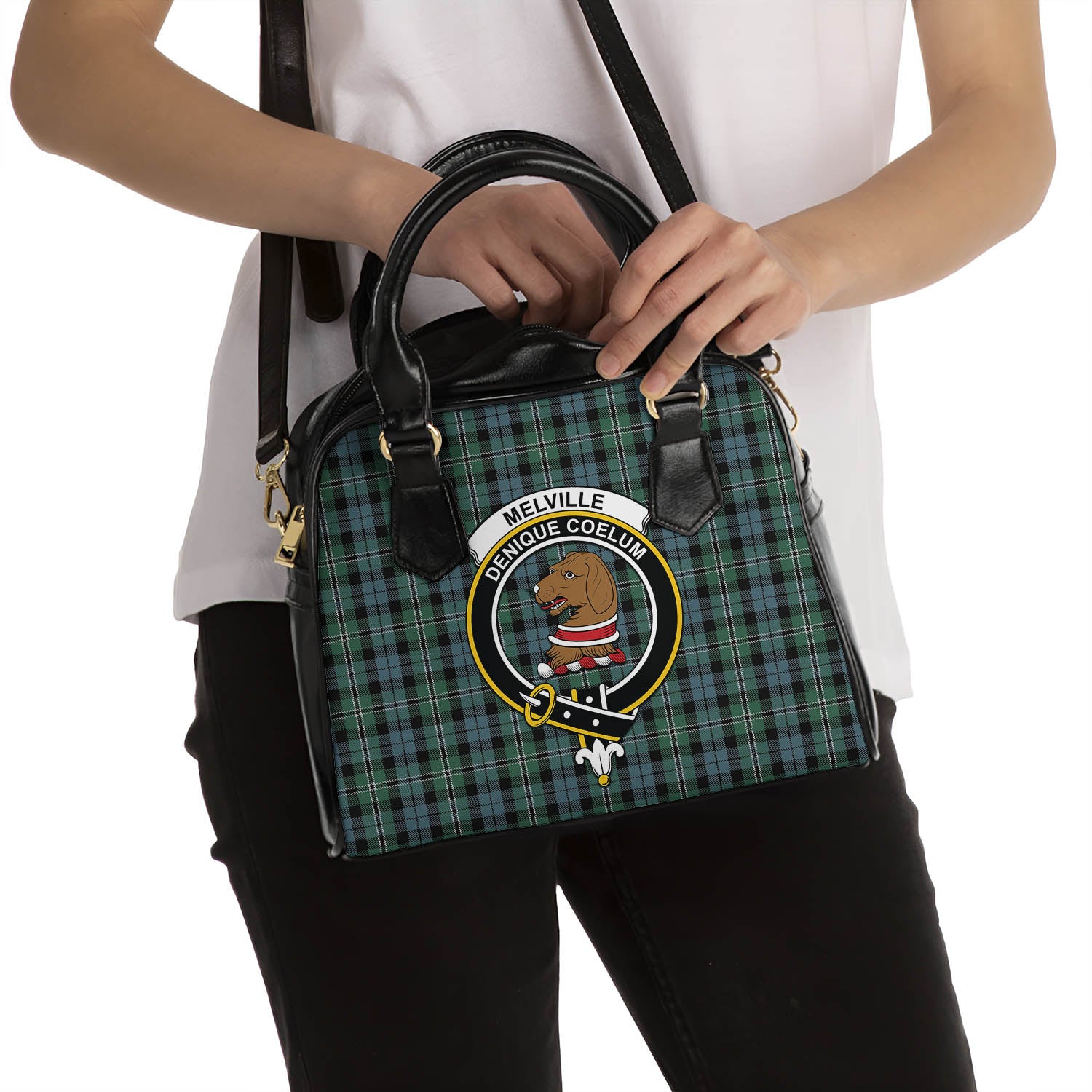 Melville Tartan Shoulder Handbags with Family Crest - Tartan Vibes Clothing