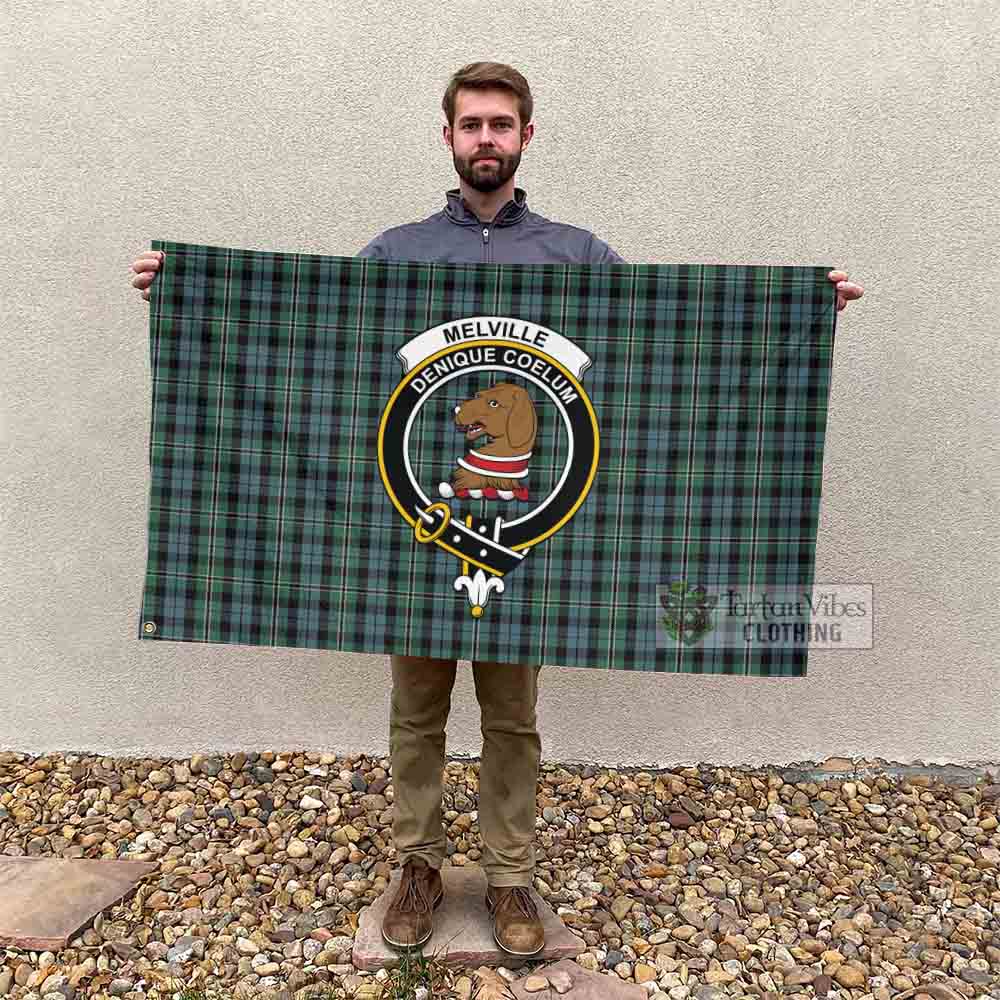 Tartan Vibes Clothing Melville Tartan House Flag with Family Crest