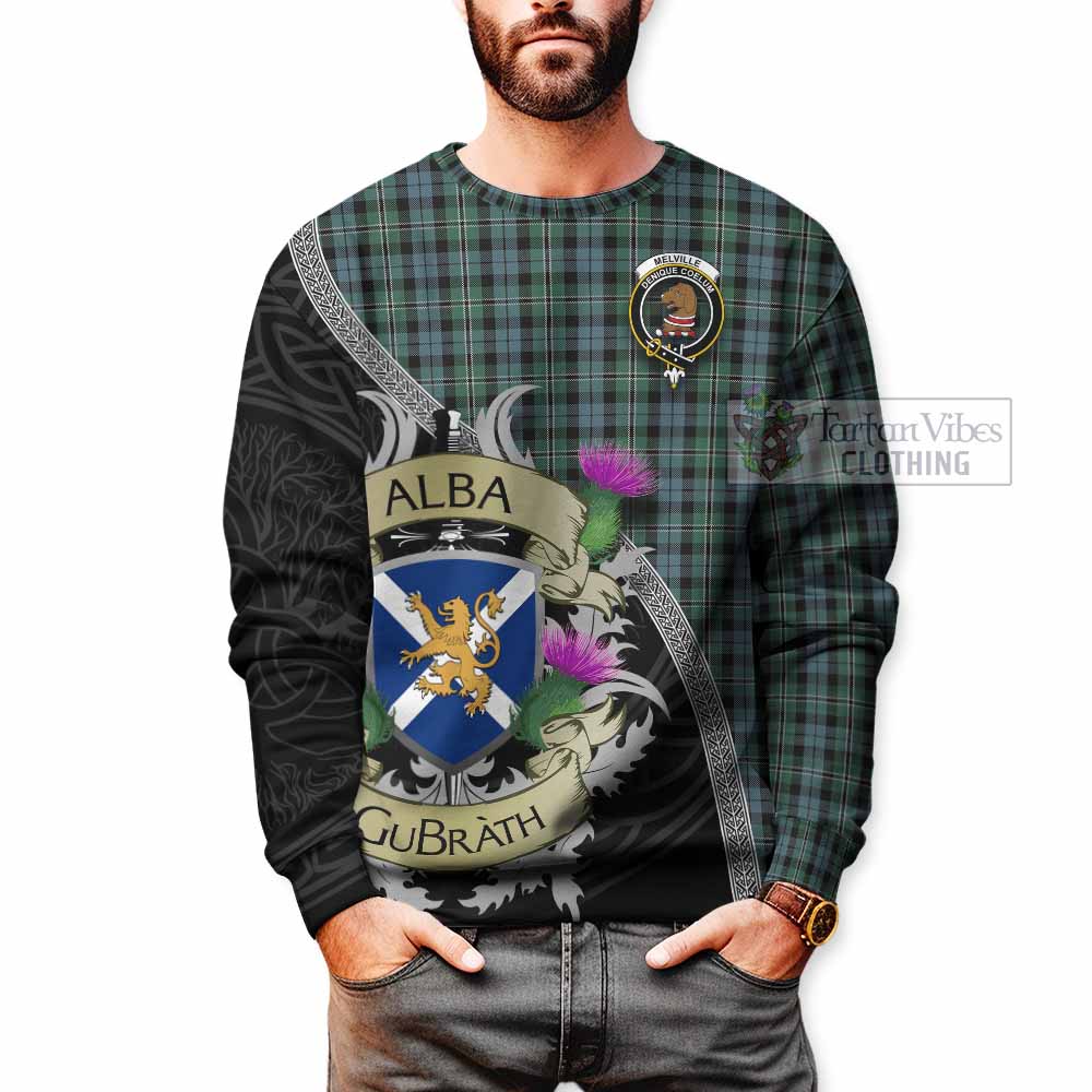 Melville Tartan Family Crest Sweatshirt Lion Rampant Royal Thistle Shield Celtic Inspired - Tartan Vibes Clothing