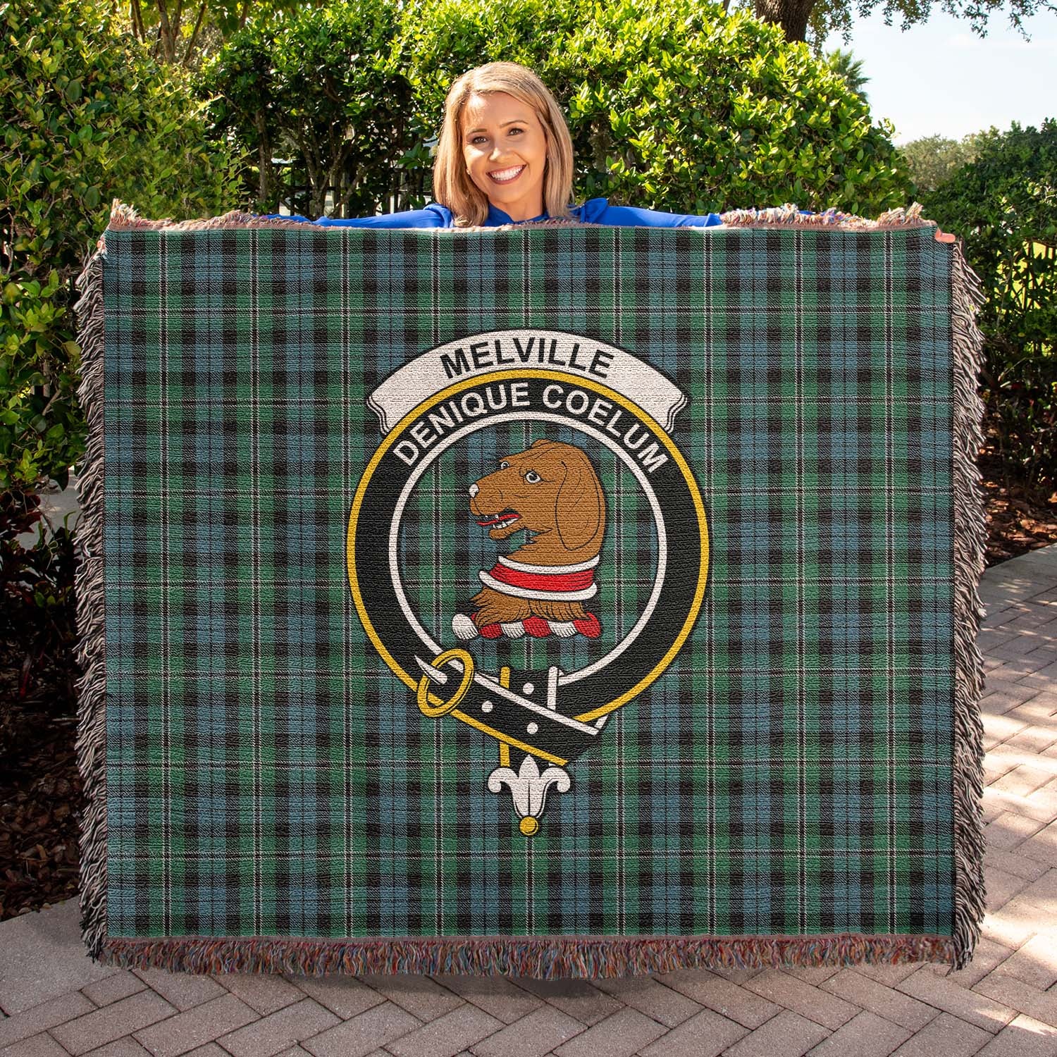 Tartan Vibes Clothing Melville Tartan Woven Blanket with Family Crest