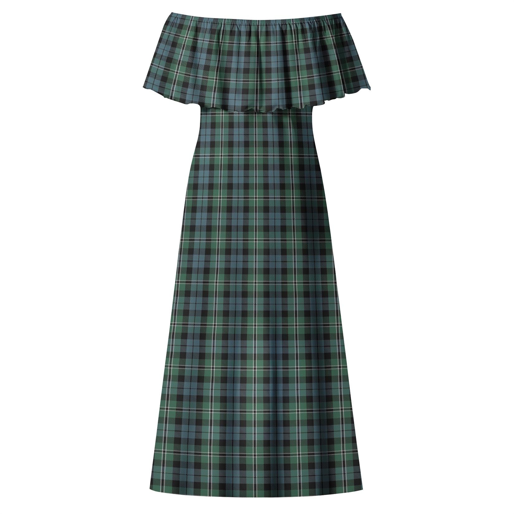 Melville Tartan Off Shoulder Long Dress - Tartan Vibes Clothing