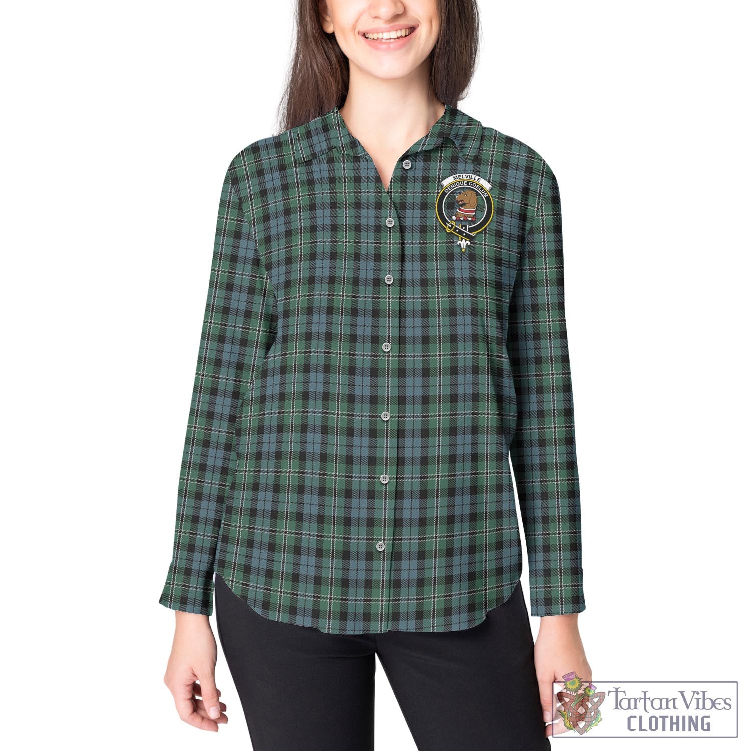 Melville Tartan Women's Casual Shirt with Family Crest - Tartan Vibes Clothing