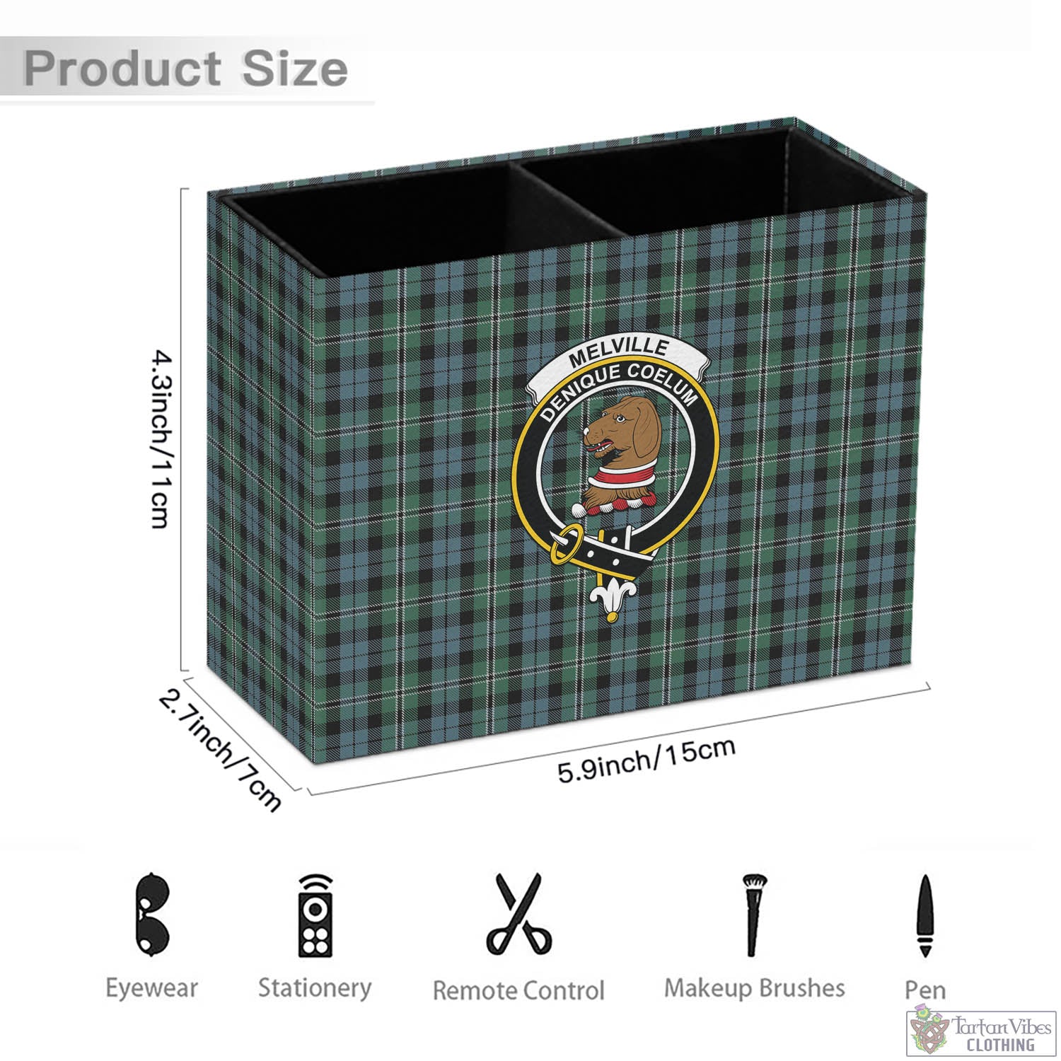 Melville Tartan Pen Holder with Family Crest - Tartan Vibes Clothing