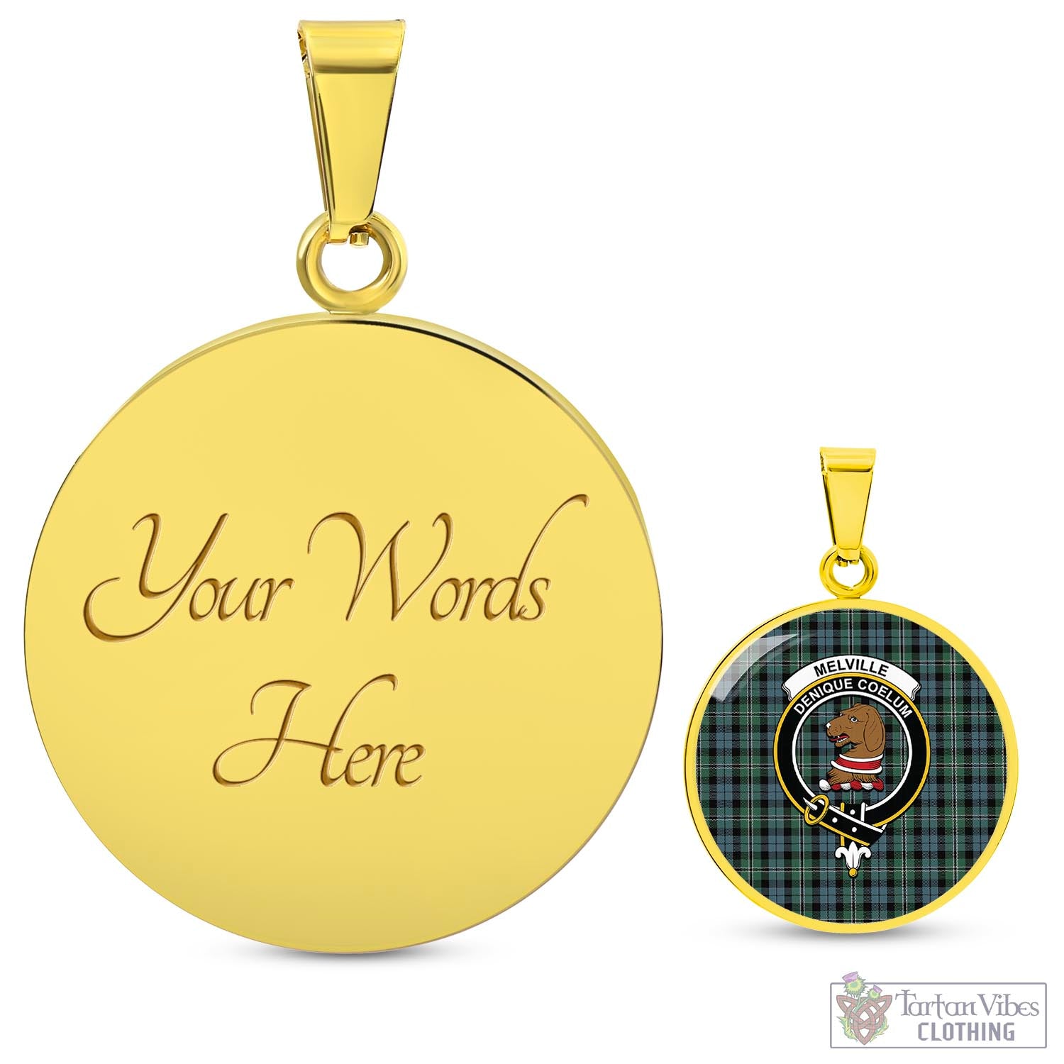Melville Tartan Circle Necklace with Family Crest Luxury Necklace (Gold) Yes - Tartan Vibes Clothing