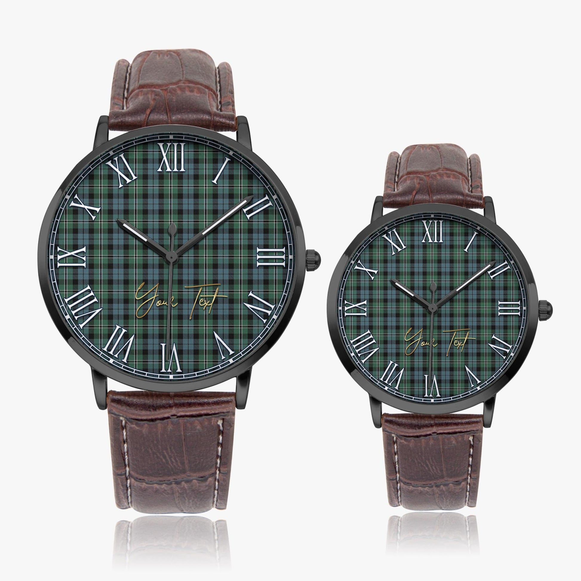 Melville Tartan Personalized Your Text Leather Trap Quartz Watch - Tartan Vibes Clothing
