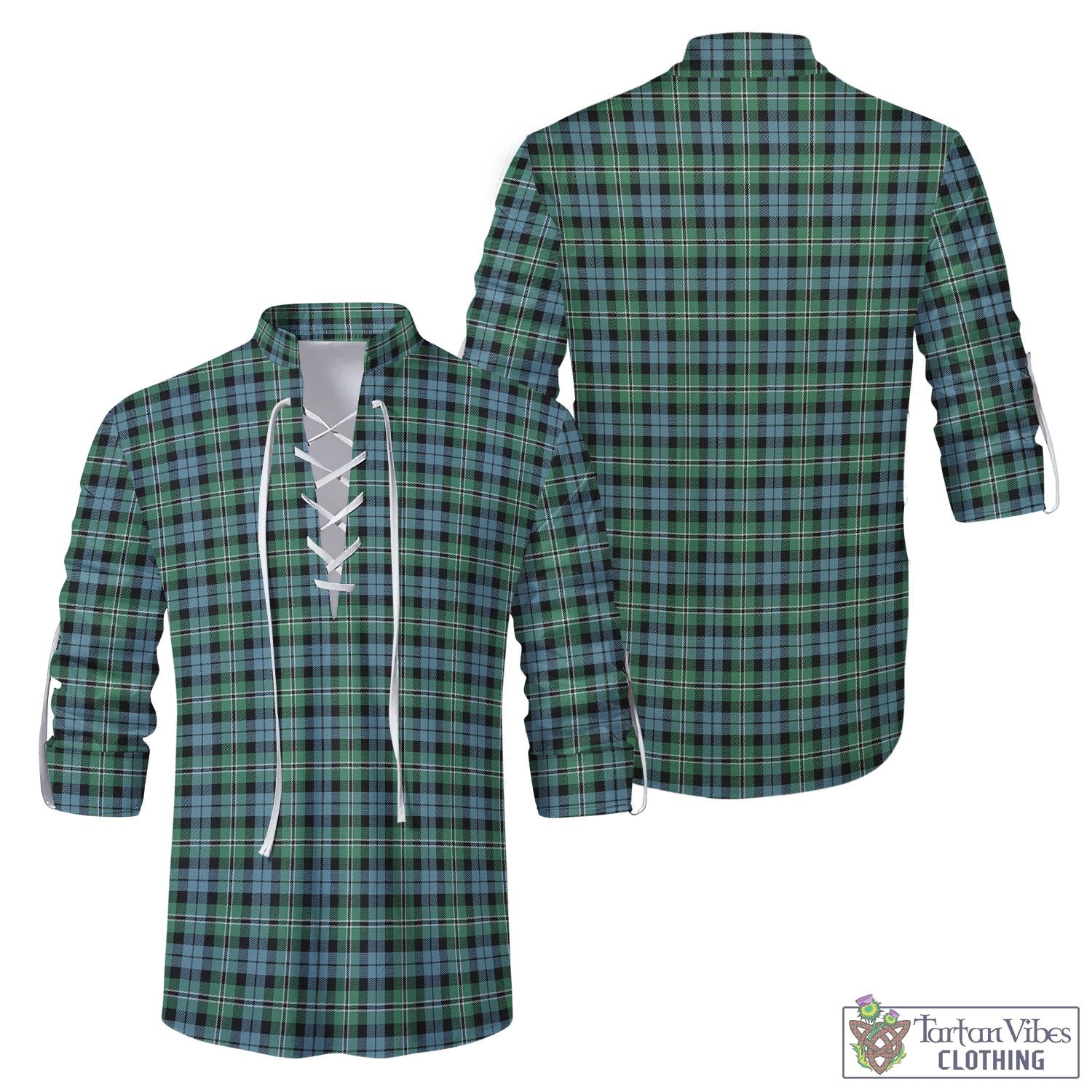Tartan Vibes Clothing Melville Ancient Tartan Men's Scottish Traditional Jacobite Ghillie Kilt Shirt