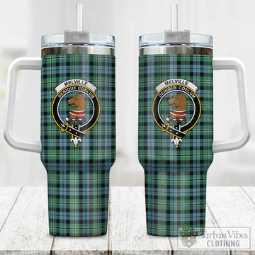 Melville Ancient Tartan and Family Crest Tumbler with Handle
