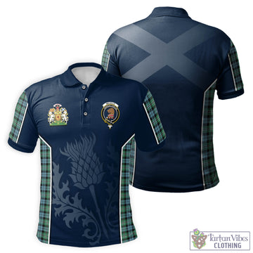 Melville Ancient Tartan Men's Polo Shirt with Family Crest and Scottish Thistle Vibes Sport Style