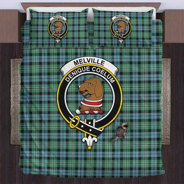 Melville Ancient Tartan Bedding Set with Family Crest