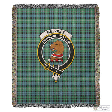 Melville Ancient Tartan Woven Blanket with Family Crest