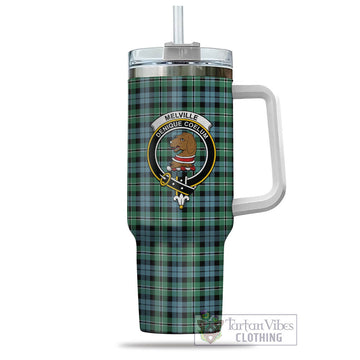 Melville Ancient Tartan and Family Crest Tumbler with Handle