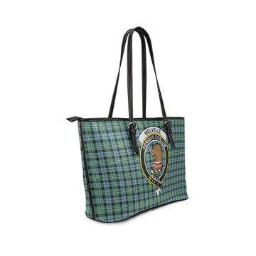 Melville Ancient Tartan Leather Tote Bag with Family Crest