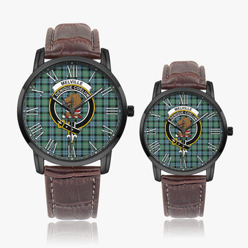 Melville Ancient Tartan Family Crest Leather Strap Quartz Watch