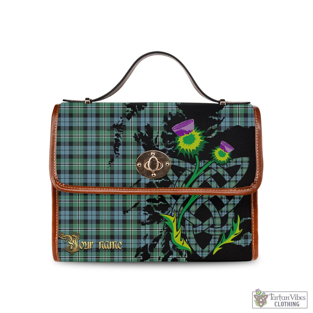 Tartan Vibes Clothing Melville Ancient Tartan Waterproof Canvas Bag with Scotland Map and Thistle Celtic Accents