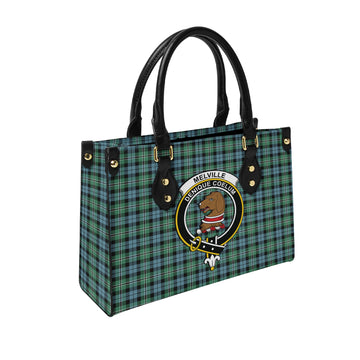 Melville Ancient Tartan Leather Bag with Family Crest