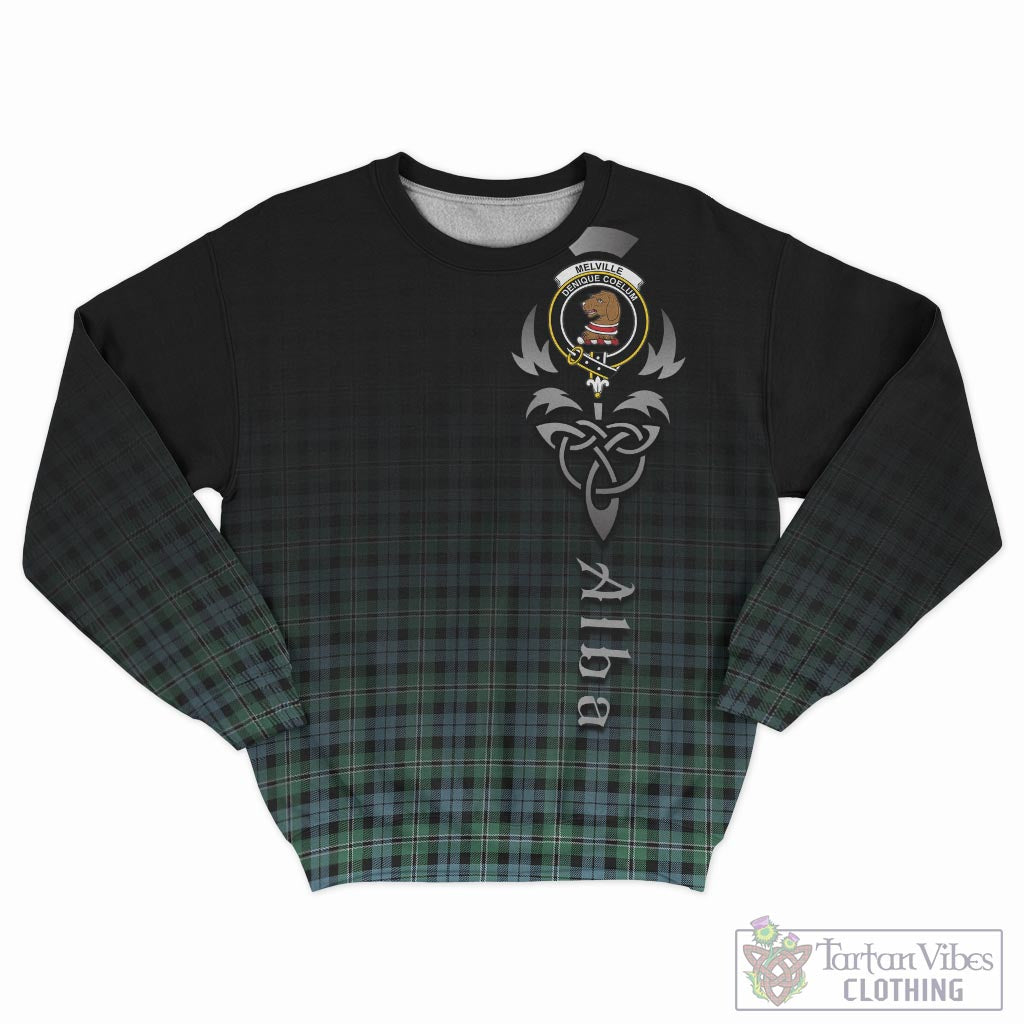 Tartan Vibes Clothing Melville Ancient Tartan Sweatshirt Featuring Alba Gu Brath Family Crest Celtic Inspired