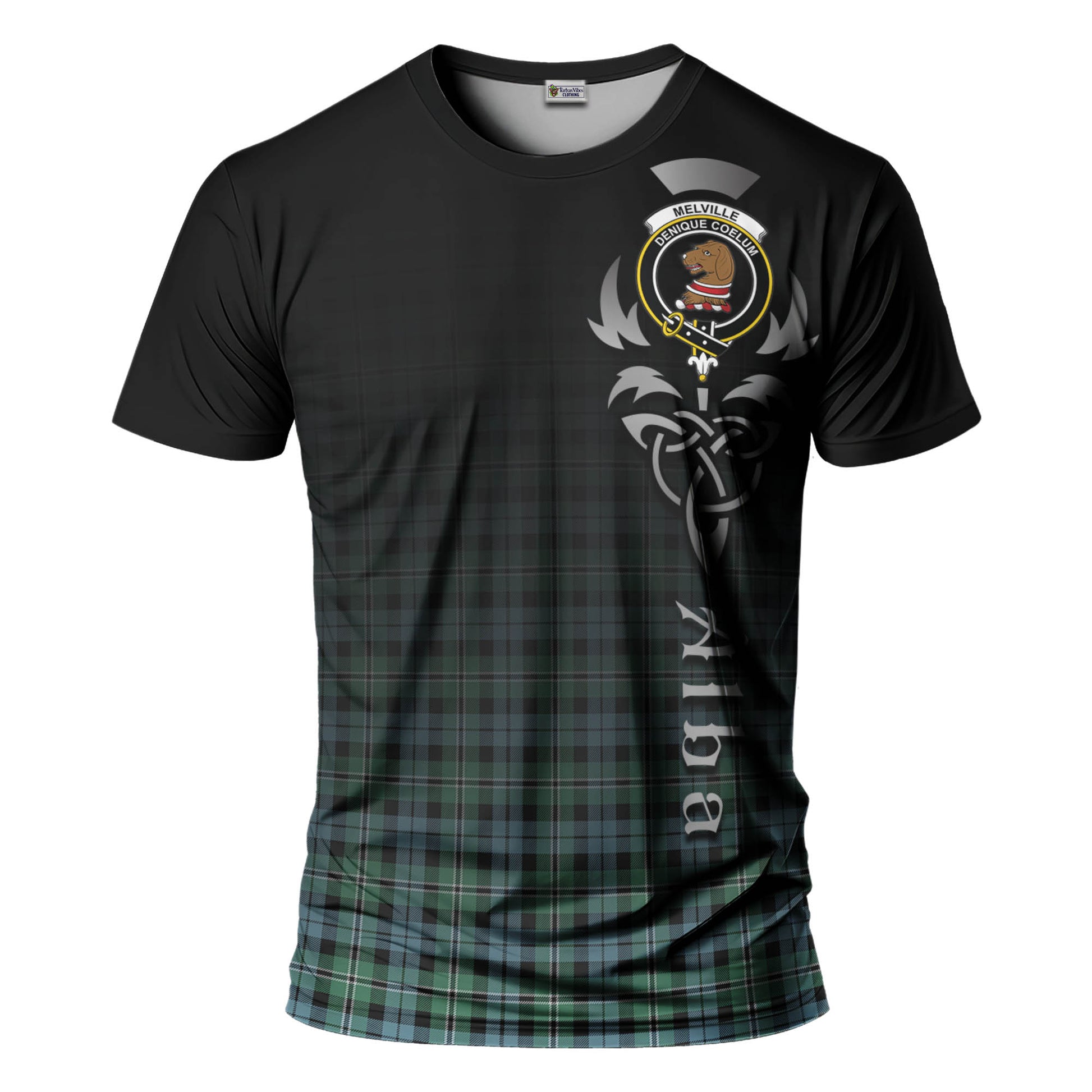 Tartan Vibes Clothing Melville Ancient Tartan T-Shirt Featuring Alba Gu Brath Family Crest Celtic Inspired