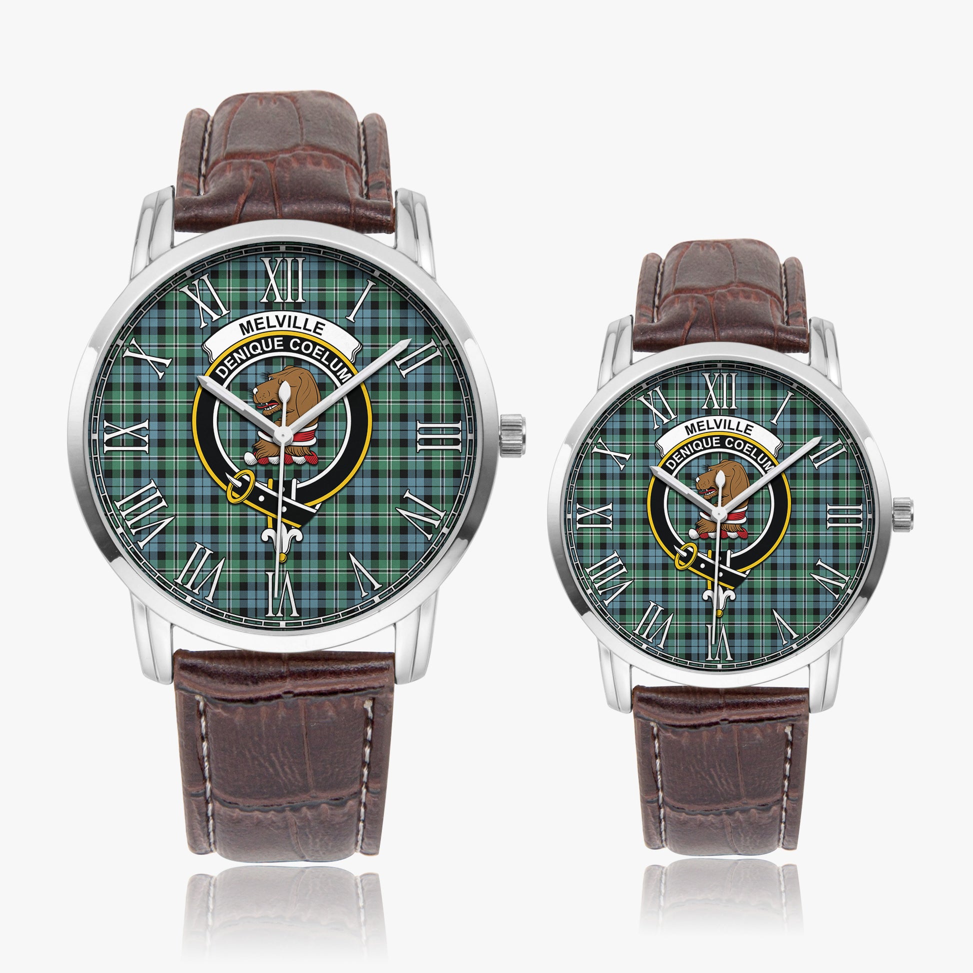 Melville Ancient Tartan Family Crest Leather Strap Quartz Watch - Tartanvibesclothing