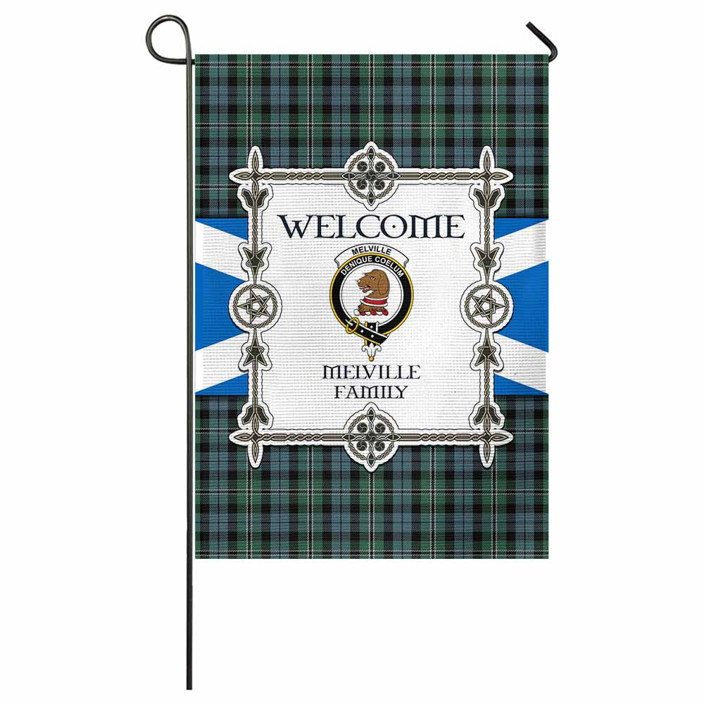 Melville Family Crest Tartan Welcome Garden Flag Saltire Harmony Style - Tartan Vibes Clothing