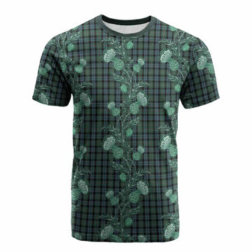 Melville Tartan Cotton T-shirt Seamless Scottish Thistle Flowers