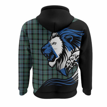 Melville Tartan Crest Hoodie Scottish Golden Lions Wave Flow