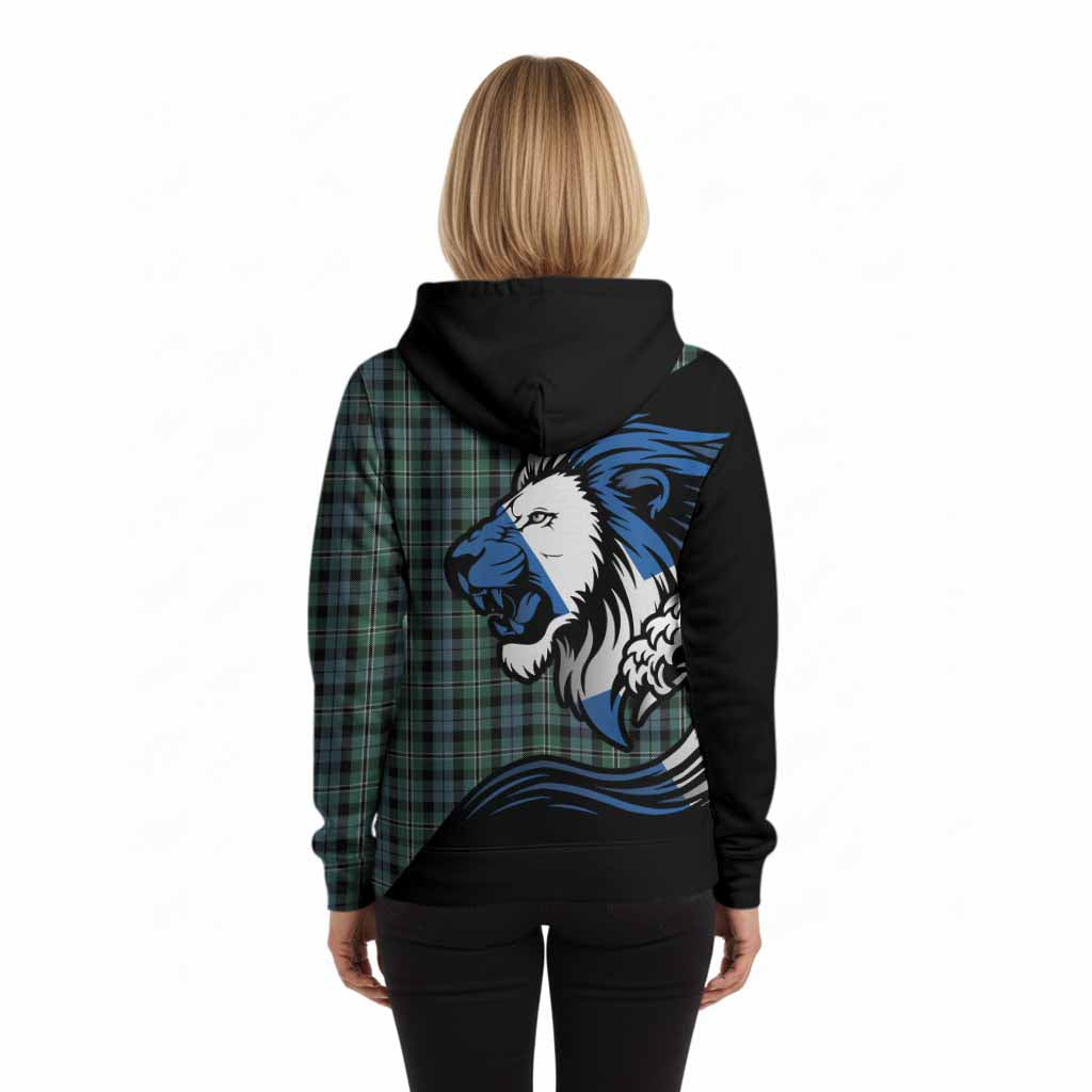 Melville Tartan Crest Hoodie Scottish Golden Lions Wave Flow