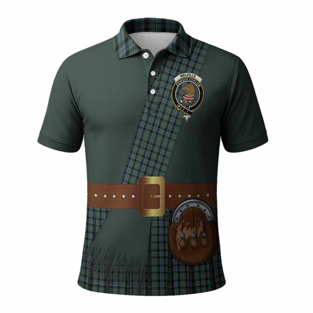 Melville Tartan Crest Polo Shirt Kilt Costume Style